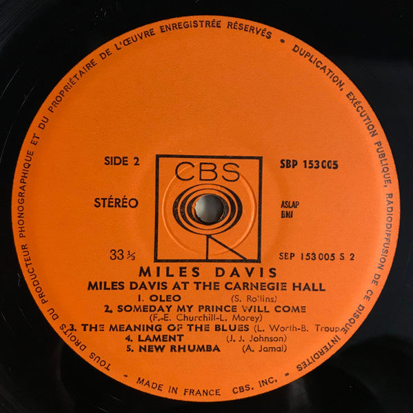 Miles Davis : Miles Davis At Carnegie Hall (LP, Album)