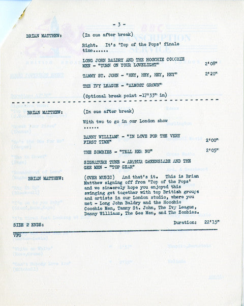 Various : Top Of The Pops-20 (LP, Mono, Transcription)