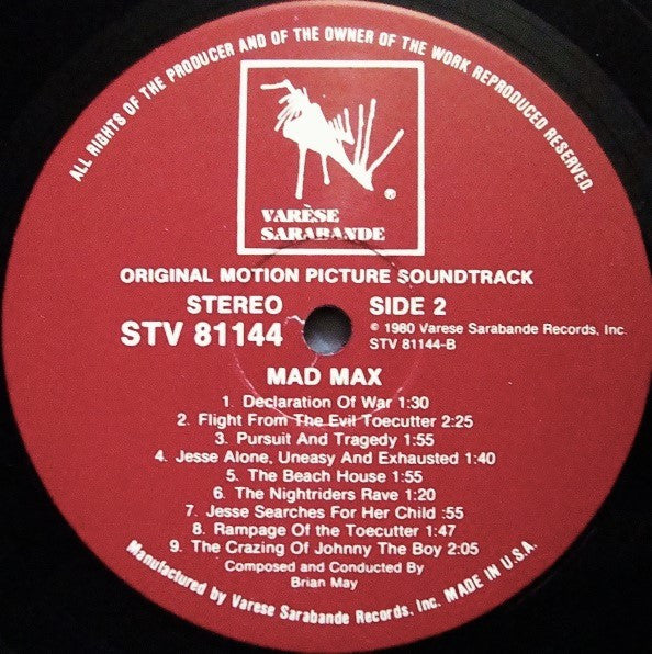 Brian May (2) : Mad Max (Original Motion Picture Soundtrack) (LP, Album)