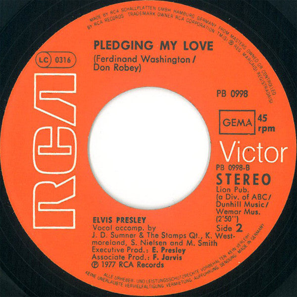 Elvis Presley : Way Down (7", Single)