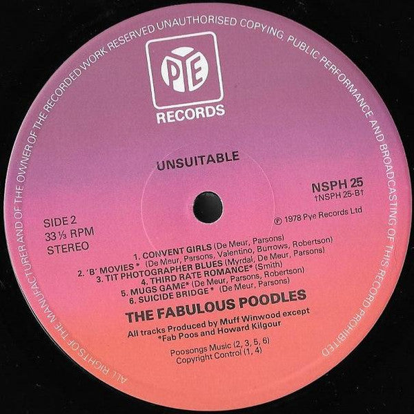 Fabulous Poodles : Unsuitable (LP, Album)
