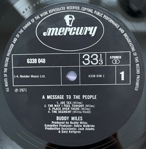 Buddy Miles : A Message To The People (LP, Album, Gat)