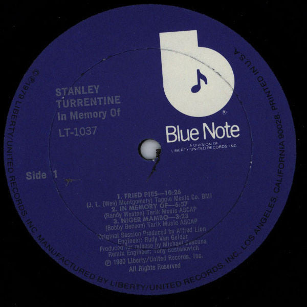 Stanley Turrentine : In Memory Of (LP, Album)