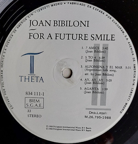 Joan Bibiloni : For A Future Smile (LP, Album)