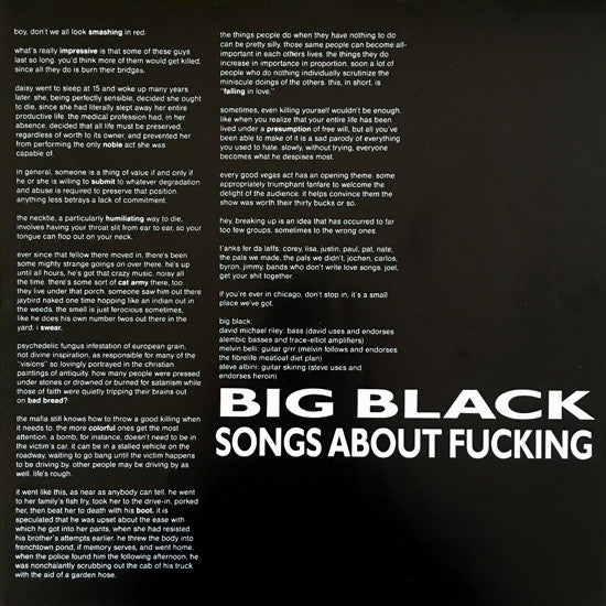 Big Black : Songs About Fucking (LP, Album)