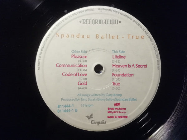 Spandau Ballet : True (LP, Album)