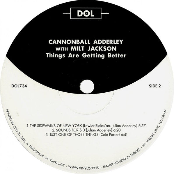 Cannonball Adderley With Milt Jackson : Things Are Getting Better (LP, Album, RE)