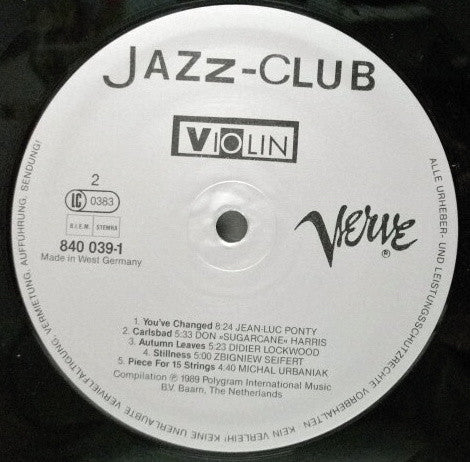 Various : Jazz-Club • Violin (LP, Comp)