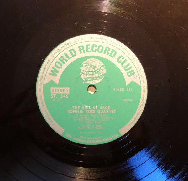 The Bill Le Sage / Ronnie Ross Quartet : The Bill Le Sage - Ronnie Ross Quartet (LP, Album, Club)