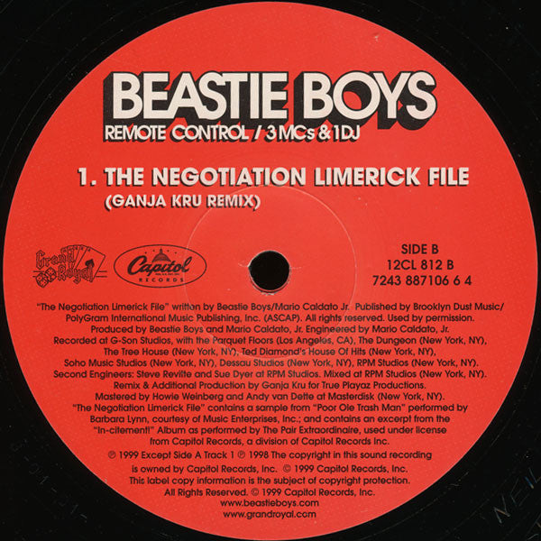 Beastie Boys : Remote Control / 3 MCs & 1 DJ (12", Single)