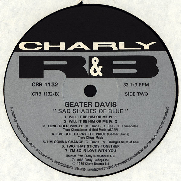 Geater Davis : Sad Shades Of Blue (LP, Comp)