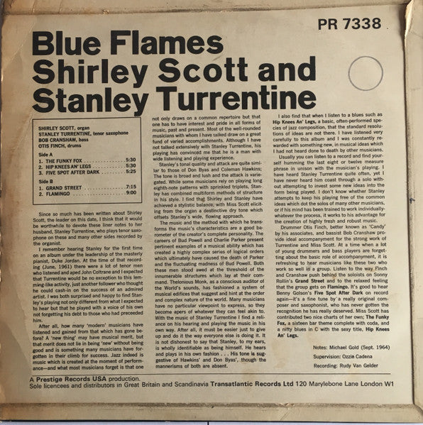 Shirley Scott And Stanley Turrentine : Blue Flames (LP, Album)