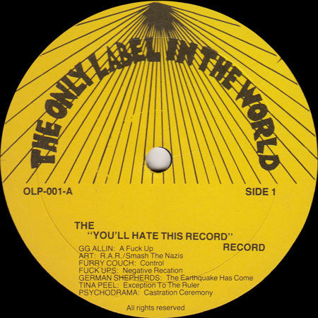 Various : The "You'll Hate This Record" Record (LP, Album, Comp)
