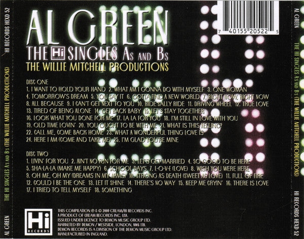Al Green : The Hi Singles As And Bs (The Willie Mitchell Productions) (2xCD, Comp, Tec)