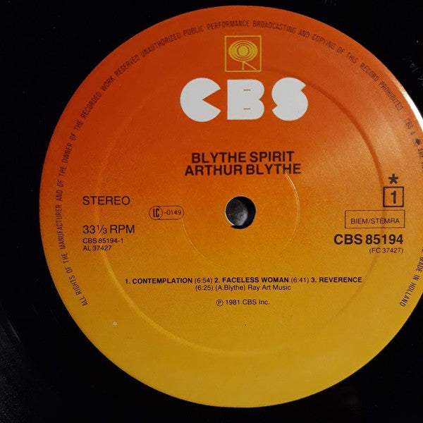 Arthur Blythe : Blythe Spirit (LP, Album)