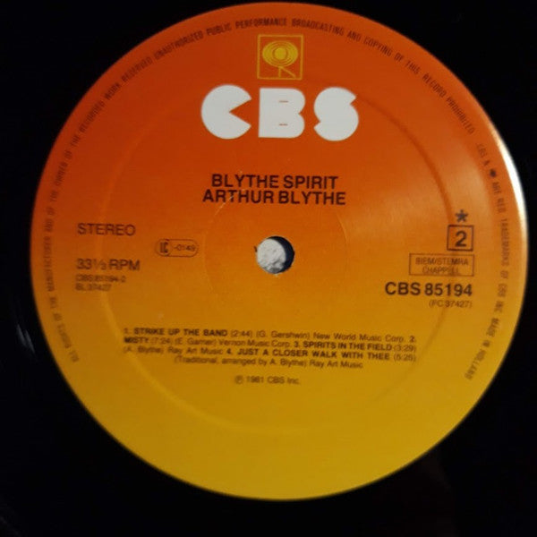 Arthur Blythe : Blythe Spirit (LP, Album)