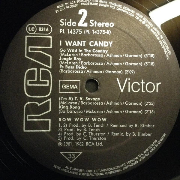 Bow Wow Wow : I Want Candy (LP, Album)