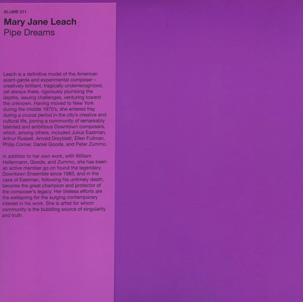 Mary Jane Leach : Pipe Dreams (LP, Pur)