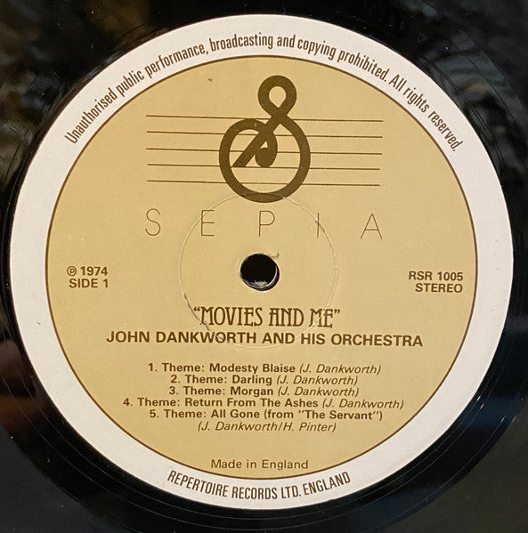 The John Dankworth Orchestra : Movies 'N' Me (LP, Album, RE)