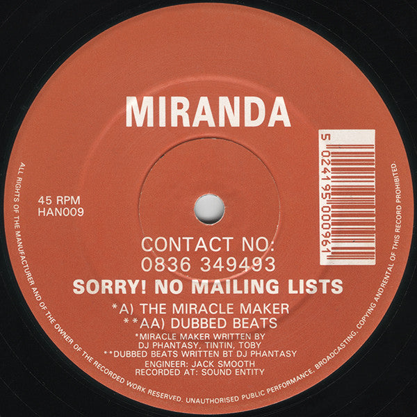 Miranda (2) : The Miracle Maker / Dubbed Beats (12")