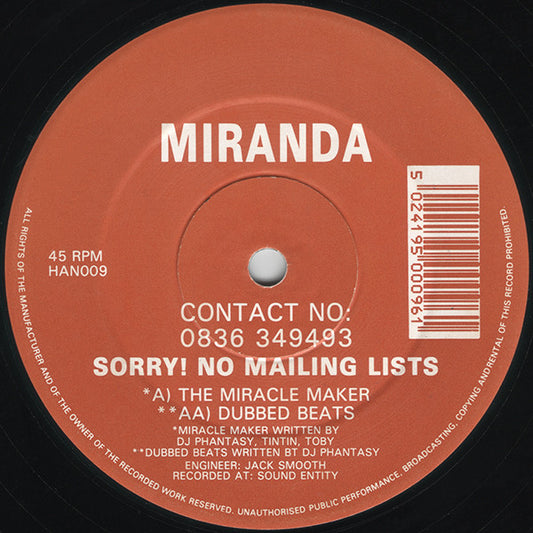 Miranda (2) : The Miracle Maker / Dubbed Beats (12")