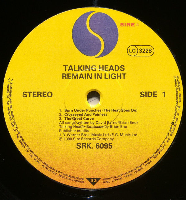 Talking Heads : Remain In Light (LP, Album, RE)