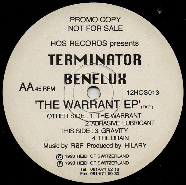 Terminator Benelux : The Warrant EP (12", EP, Promo)
