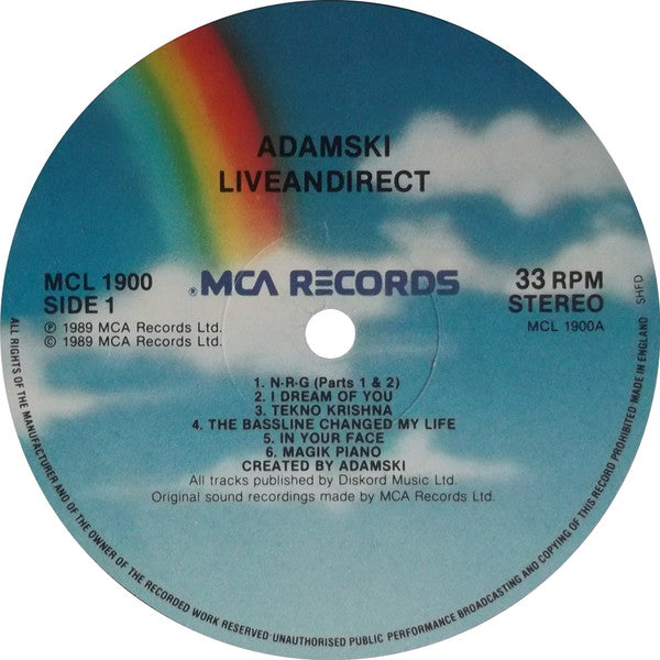 Adamski : Liveandirect (LP, Album)