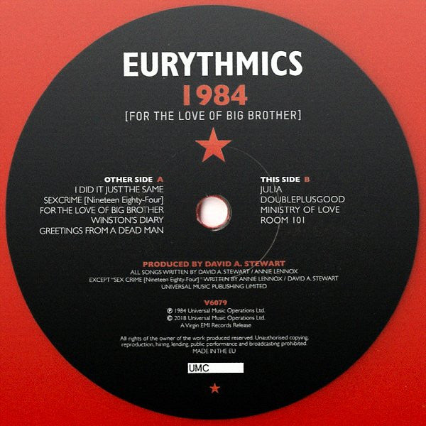Eurythmics : 1984 (For The Love Of Big Brother) (LP, Album, RSD, Ltd, RE, RM, Red)