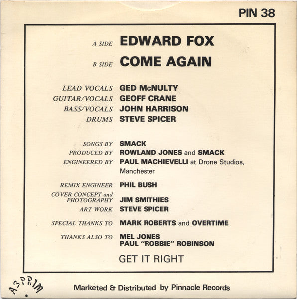 Smack (9) : Edward Fox (7", Single)
