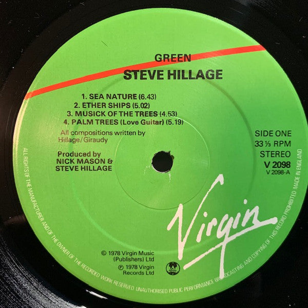 Steve Hillage : Green (LP, Album, RP)
