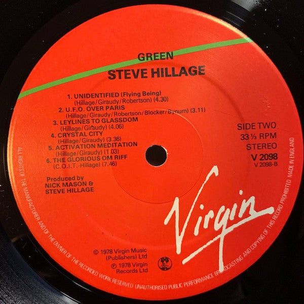 Steve Hillage : Green (LP, Album, RP)