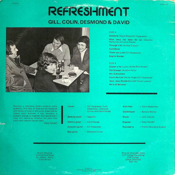Gill Hargreaves, Colin Stephenson, Desmond Curran, David Savage (5) : Refreshment (LP)