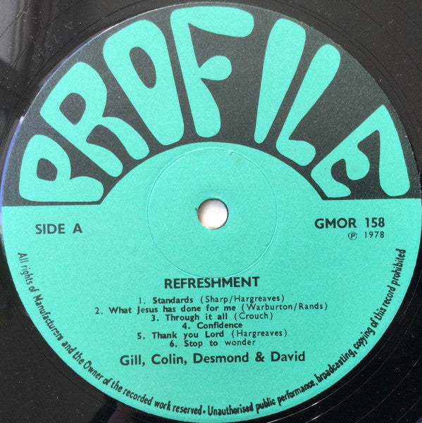 Gill Hargreaves, Colin Stephenson, Desmond Curran, David Savage (5) : Refreshment (LP)