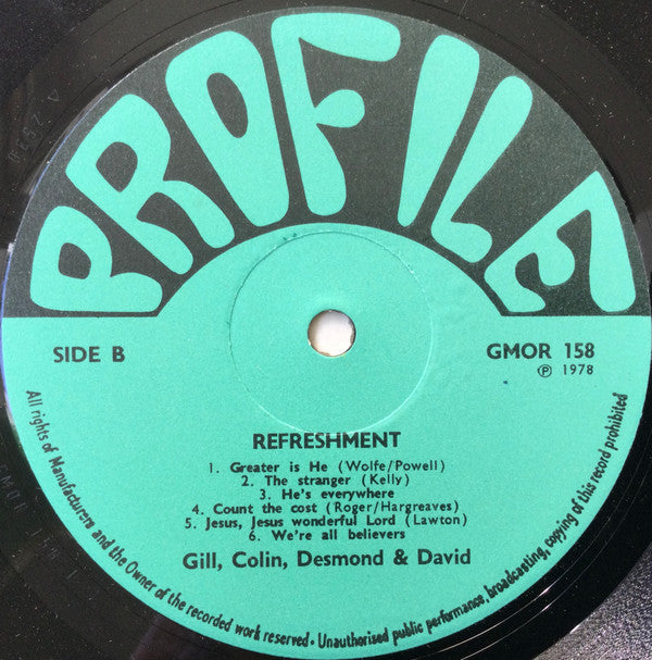 Gill Hargreaves, Colin Stephenson, Desmond Curran, David Savage (5) : Refreshment (LP)