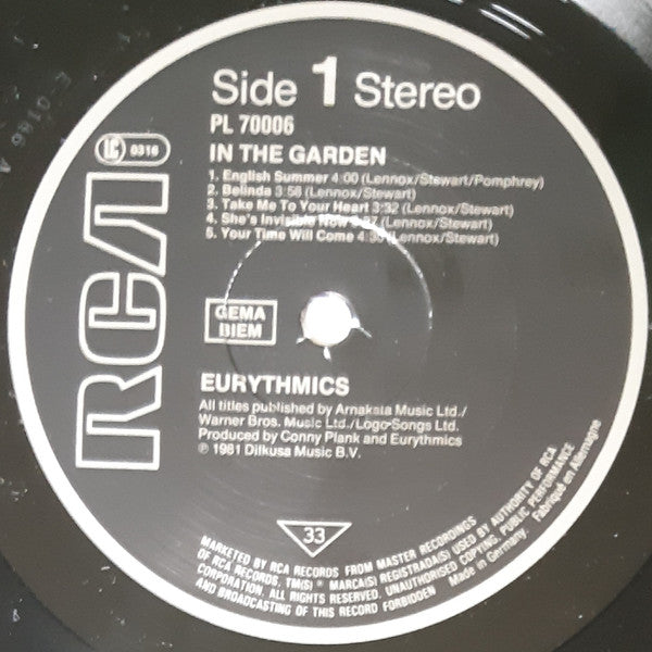 Eurythmics : In The Garden (LP, Album, RE)