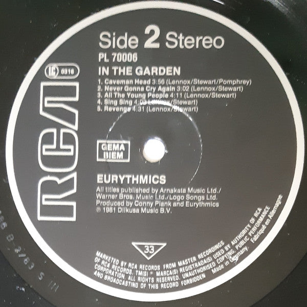 Eurythmics : In The Garden (LP, Album, RE)