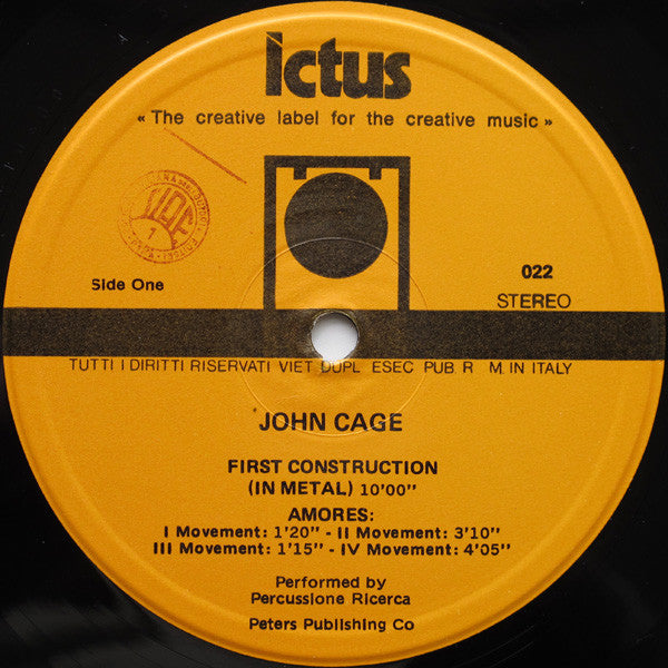 Ensemble Percussione Ricerca - John Cage : First Construction (LP, Album)
