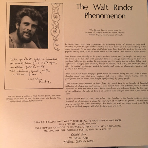 Walter Rinder : “Spectrum Of Love” & Other Poems (LP)