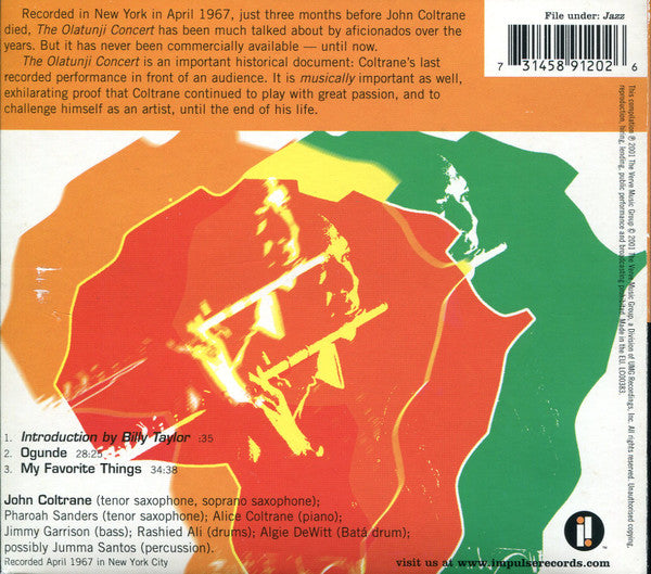 John Coltrane : The Olatunji Concert: The Last Live Recording (CD, Album, Dig)