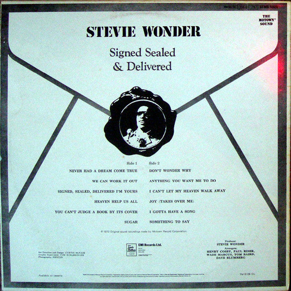 Stevie Wonder : Signed Sealed & Delivered (LP, Album, RE)
