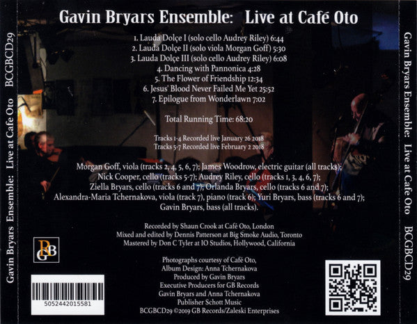 Gavin Bryars Ensemble : Live At Café Oto (CD, Album)