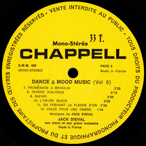 Jack Diéval Son Piano Et Son Grand Orchestre : Dance And Mood Music Volume 5 (LP)