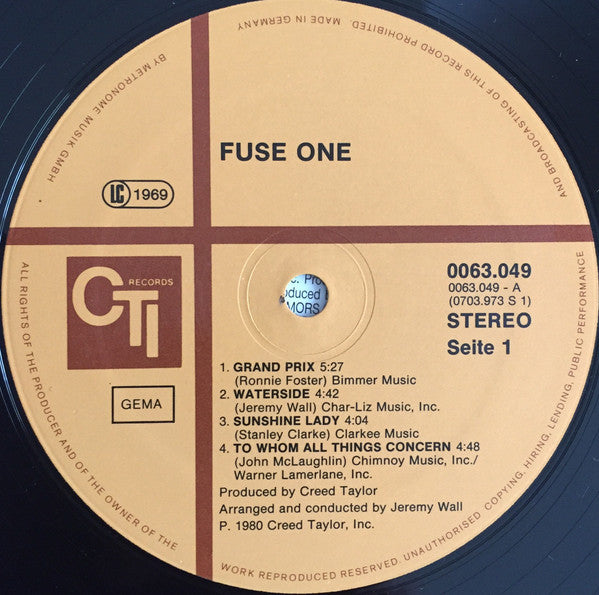 Fuse One : Fuse One (LP, Album, RP)