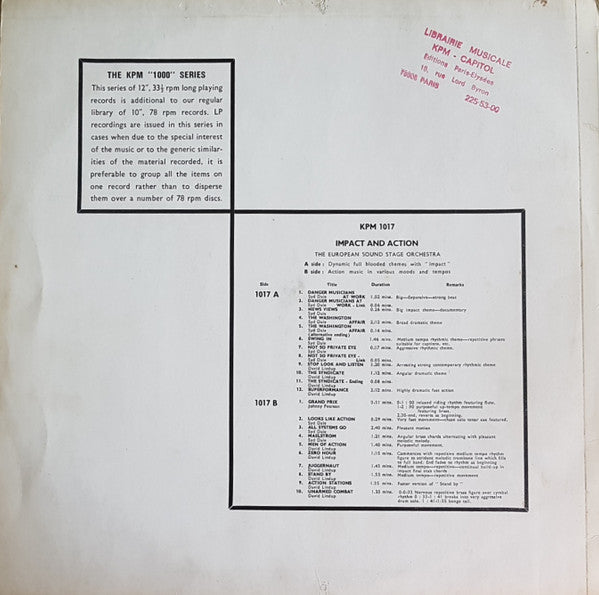 The European Sound Stage Orchestra : Impact And Action (LP)