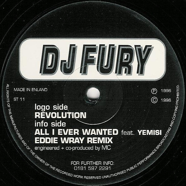 DJ Fury : Revolution / All I Ever Wanted (Eddie Wray Remix) (12")