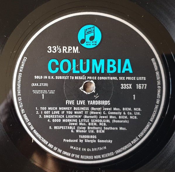 Yardbirds* : Five Live Yardbirds (LP, Album, Mono)