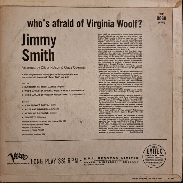Jimmy Smith : Who's Afraid Of Virginia Woolf? (LP, Album, Mono)