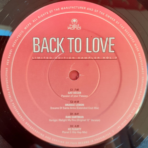 Various : Back To Love (Sampler Vol. 7) (2xLP, Comp, Ltd, Num)