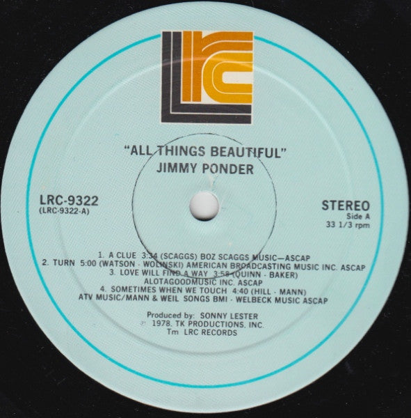 Jimmy Ponder : All Things Beautiful (LP, Album)